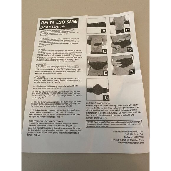 Comfortland Delta LSO 58/59 Back Brace With Removable Panels & Adjustable Straps - Picture 4 of 9